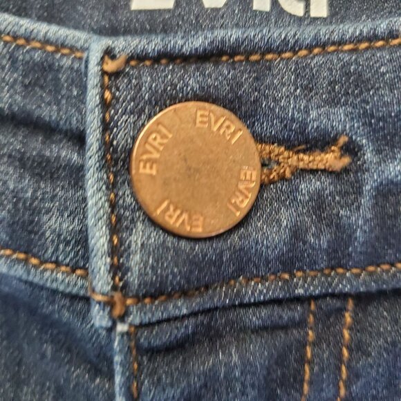 EVRI Jeans Womens 18W Blue Wide Leg Stretch Denim Mid Rise Cropped Capri - Picture 9 of 12